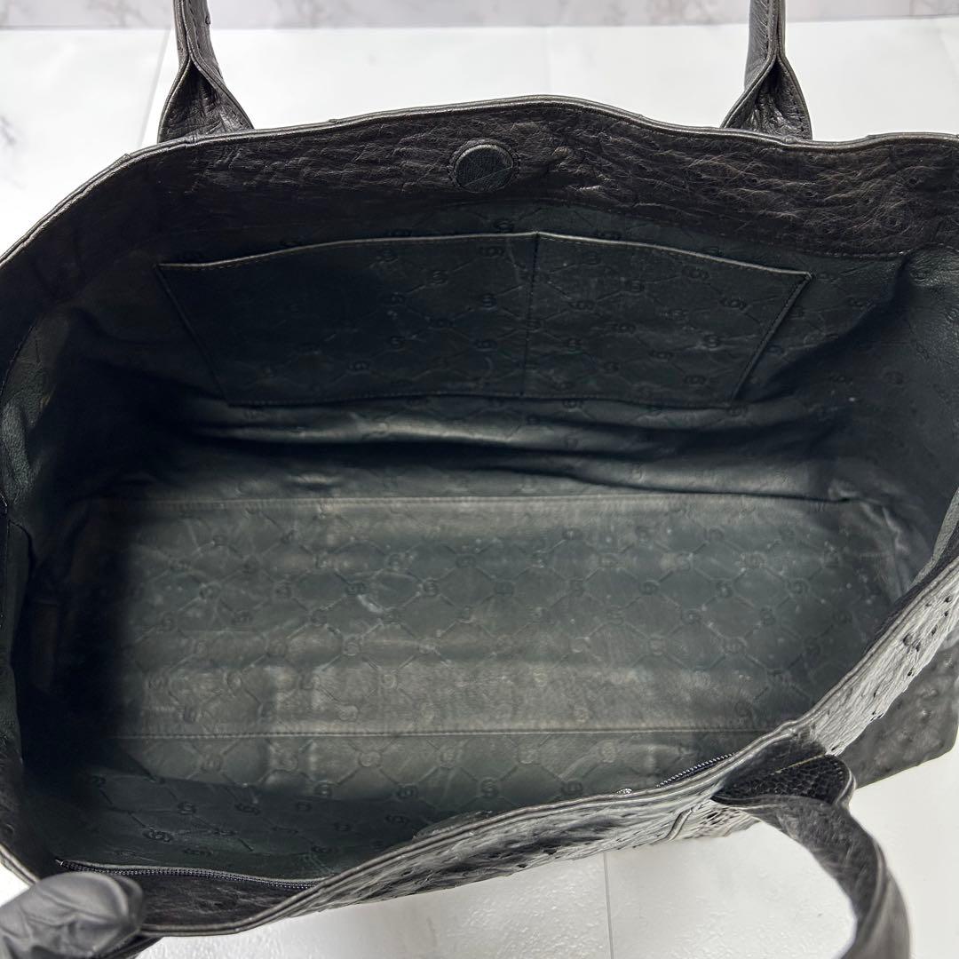 JRA 大容量 オーストリッチ トートバッグ 横幅46cm ブラック