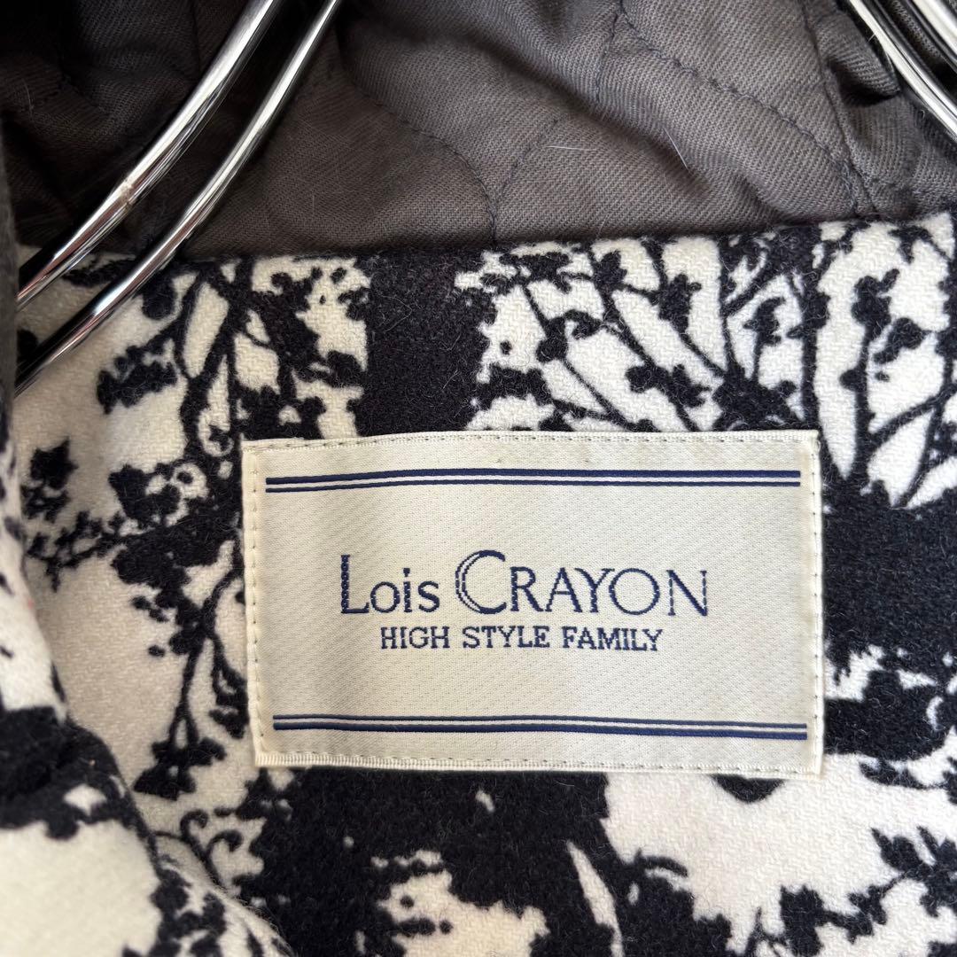 Lois CRAYON✨ダッフルダウンコート　トグル　総柄　フード　リアルファー