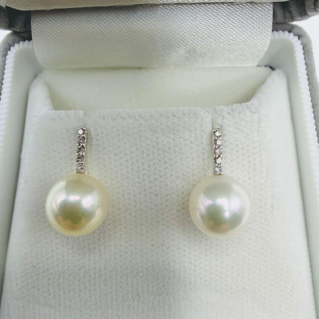 【新品】Pt900 アコヤ真珠 ピアス 8.0mm ダイヤ0.054ct伊勢志摩