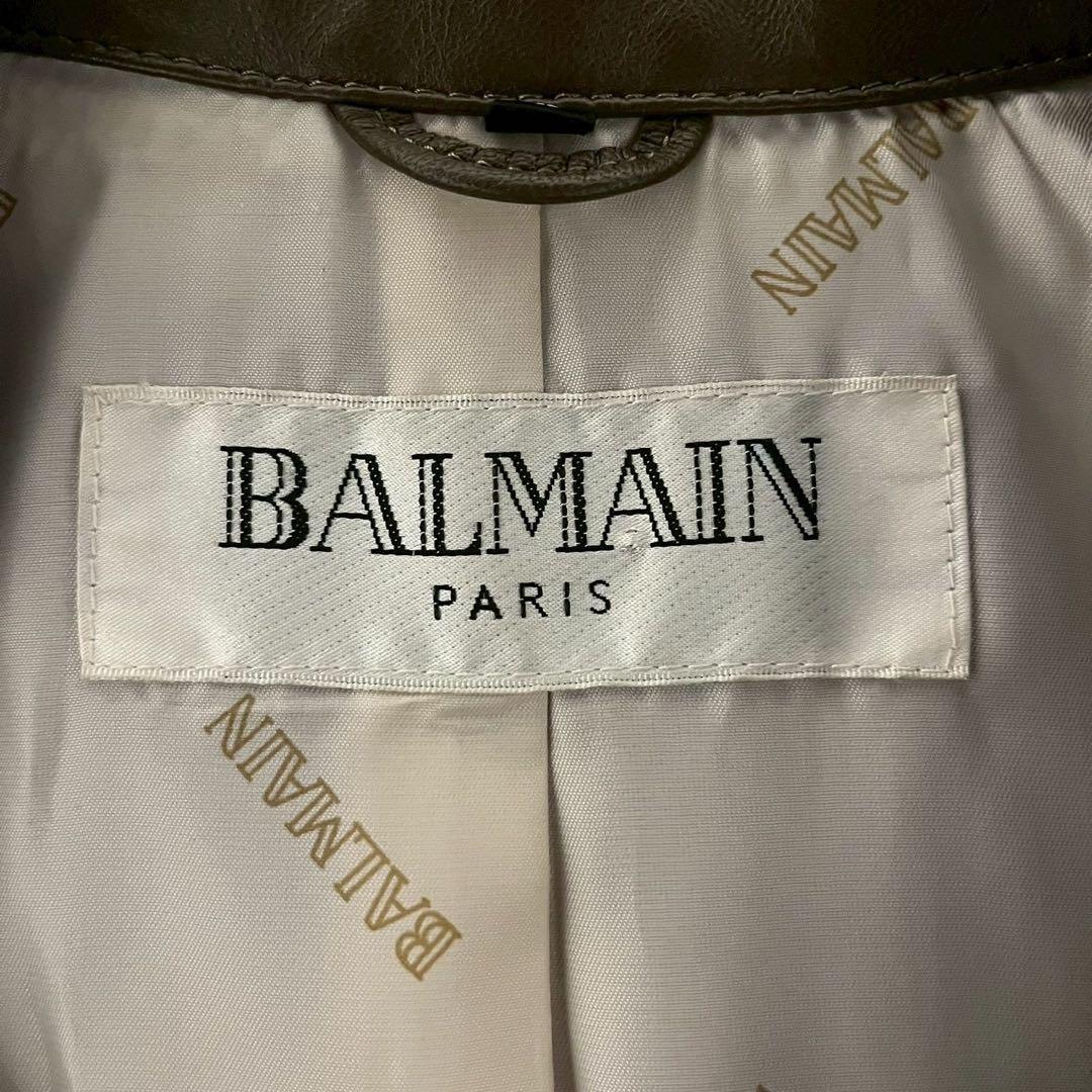 old BALMAIN ラムレザーダブルブレストロングコート 名作 アーカイブ