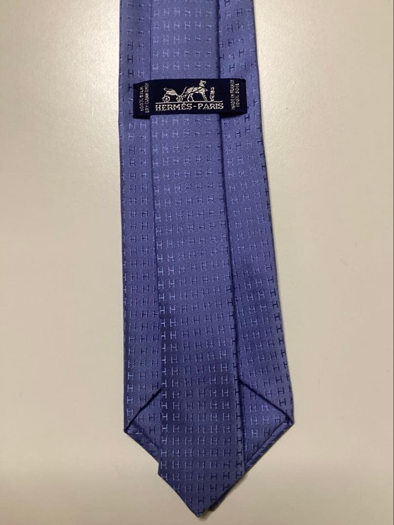 超美品 HERMES エルメス ネクタイ ブルー Hパターン