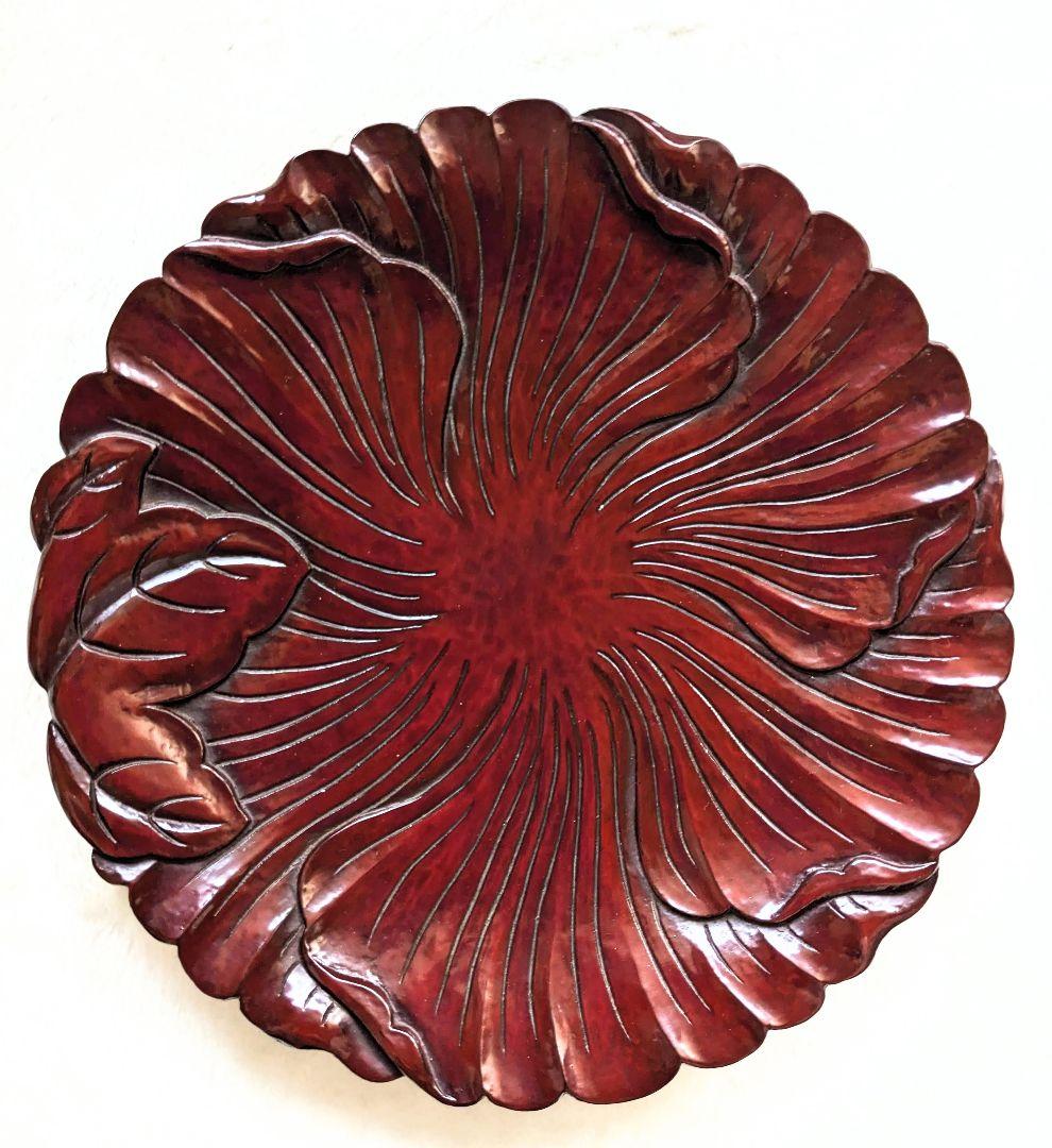 鎌倉彫　お盆　皿　博古堂　明治33年創業　菊華