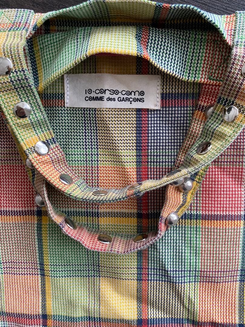 ジュンヤワタナベ　コムデギャルソン　コルソコモ　スタッズ　チェックトートバッグ