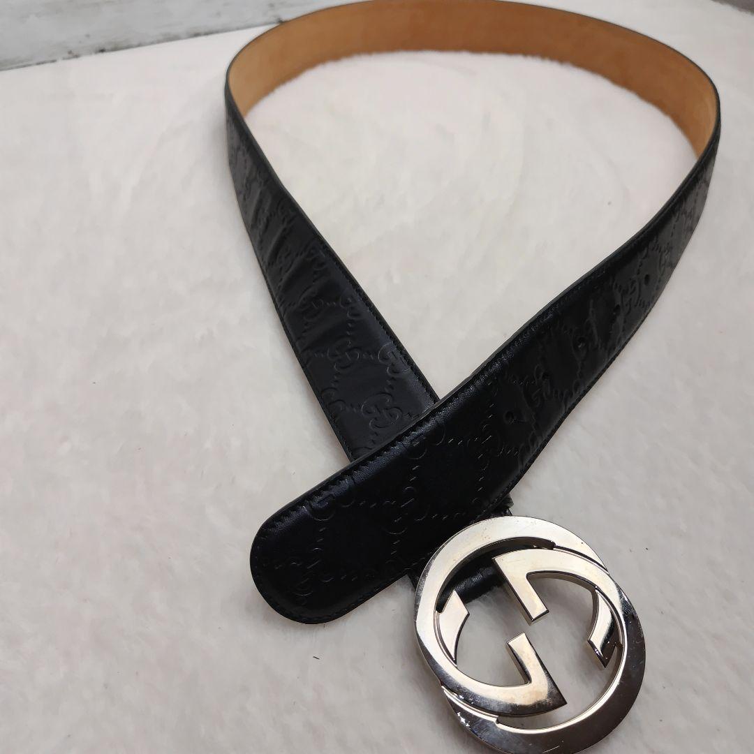 ✨美品✨GUCCI グッチ ベルト インターロッキング グッチシマ　ブラック