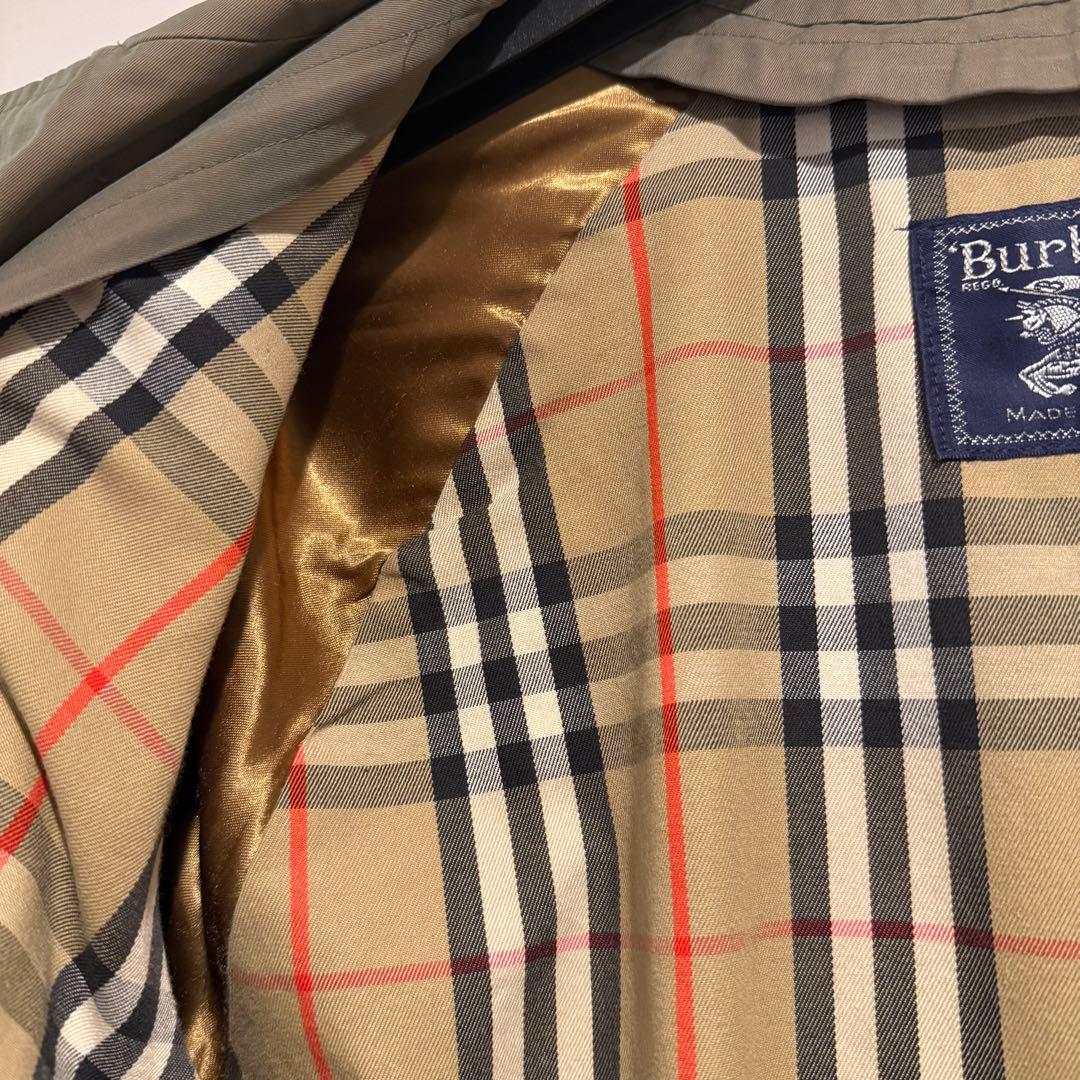 美品‼️バーバリー　ステンカラーコート ノバチェック英国製 玉虫色 コットン100