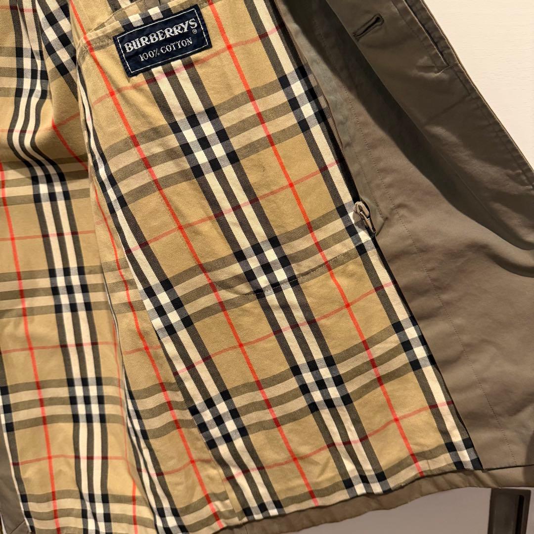 美品‼️バーバリー　ステンカラーコート ノバチェック英国製 玉虫色 コットン100