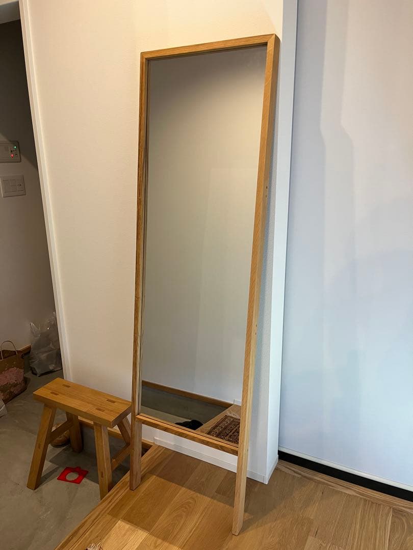 スタンドミラー　オーク材
