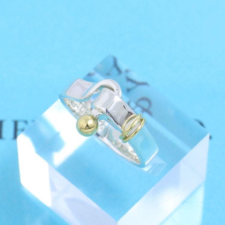 ティファニー　TIFFANY　14号　フック＆アイ リング　良品　128　縦