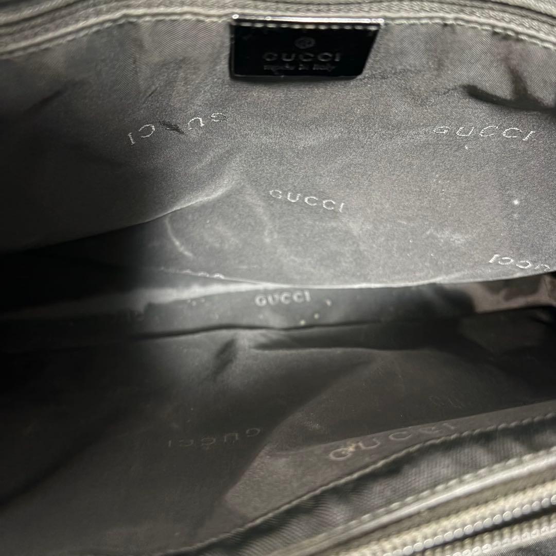 【正規品】グッチ GUCCI トートバッグ キャンバス エナメル 黒 A4可