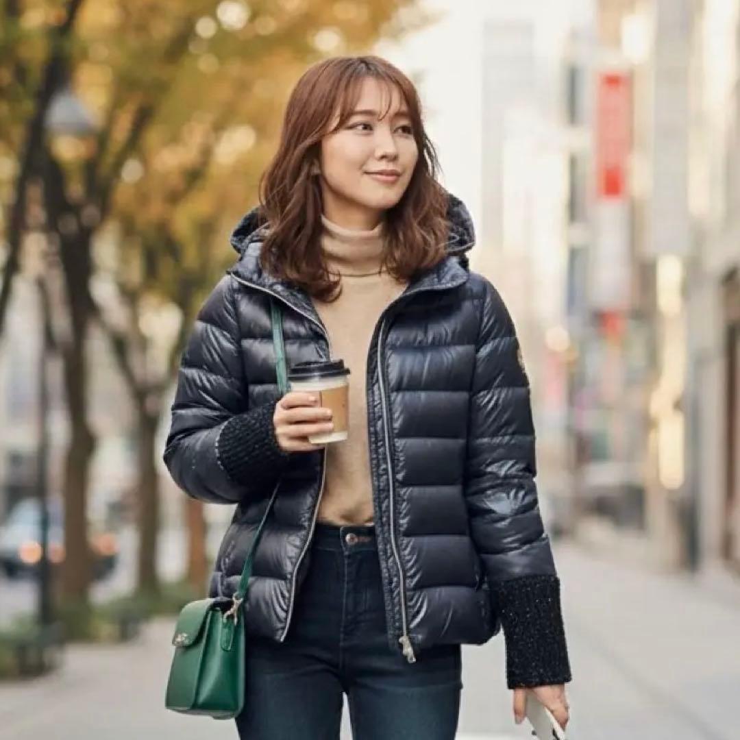 【最終価格】HERNO ヘルノ 軽量ダウンジャケット ネイビー ツイード袖 XS