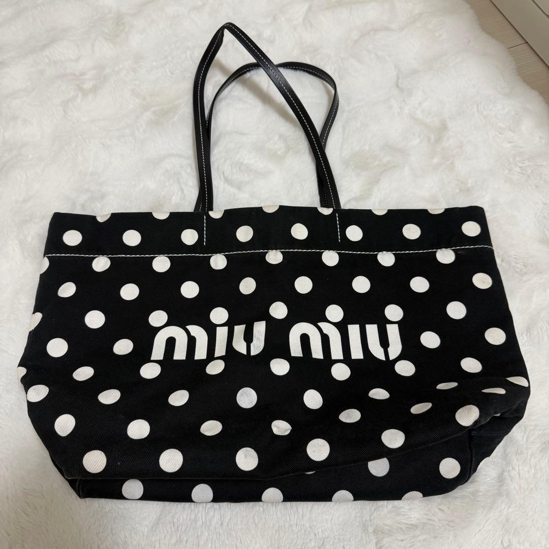 miu miu ドット柄 キャンパス トートバッグ