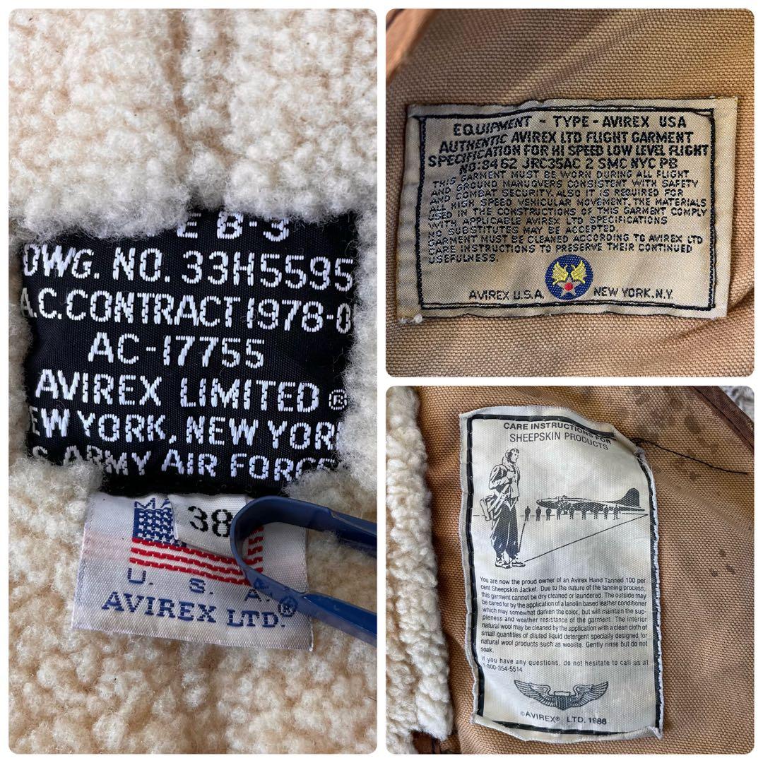 や*ん様 【USA製】AVIREX B-3 リアルムートン フライトジャケット