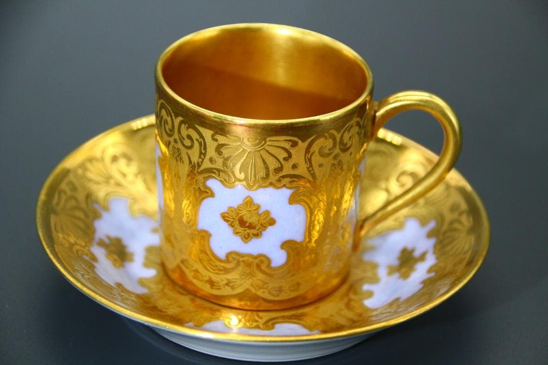 一点もの 芸術 1900年中期頃 フランス セーブル ゴールド カップ&ソーサー