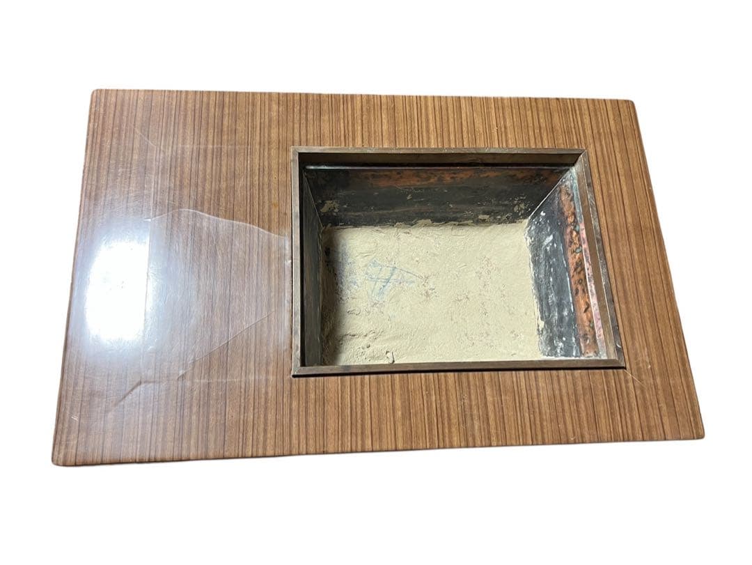 木製スクエア型火鉢 引き出し付き テーブル 囲炉裏