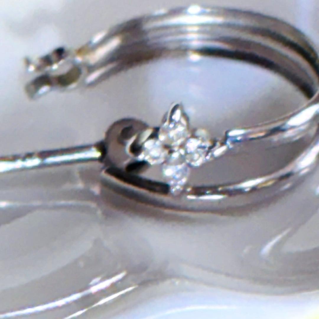 k14WG ダイヤモンドピアス　両耳　ホワイトゴールド