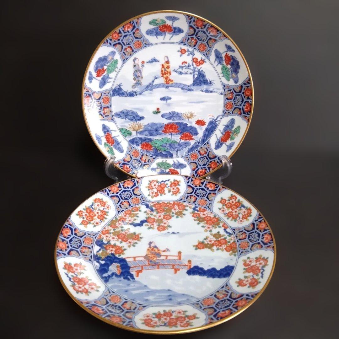 未使用 香蘭社 有田焼 フランクリンポーセリン 限定版絵皿 花の宴 2枚