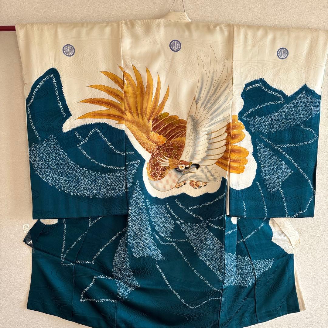 No.1 男の子　お祝い着 正絹　絞り着物　長襦袢 七五三