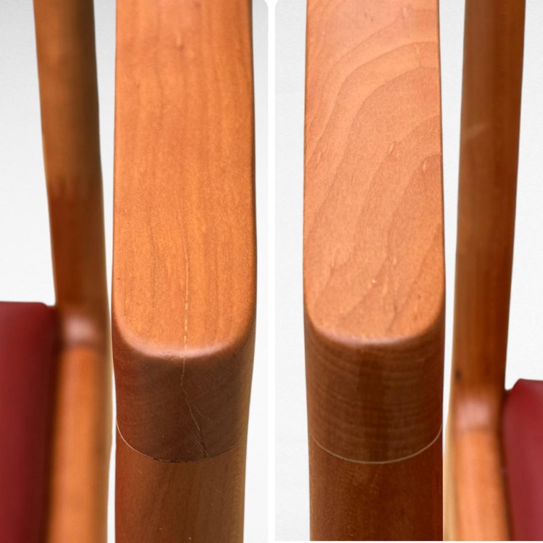 ①美品 ナガノインテリア 高級本革チェア DC322 ブラックチェリー