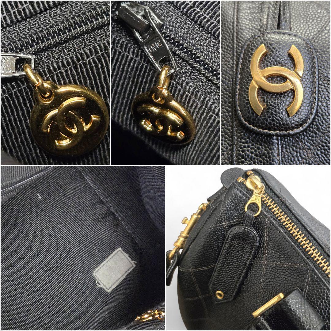 シャネル ビコローレ キャビアスキン 2way ミニ ボストンバッグ ブラック