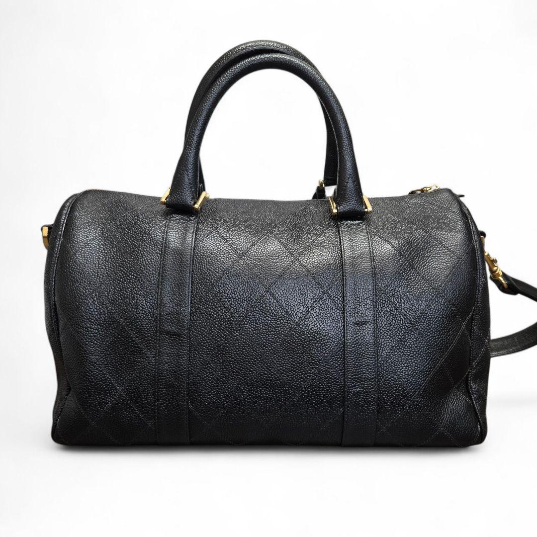 シャネル ビコローレ キャビアスキン 2way ミニ ボストンバッグ ブラック