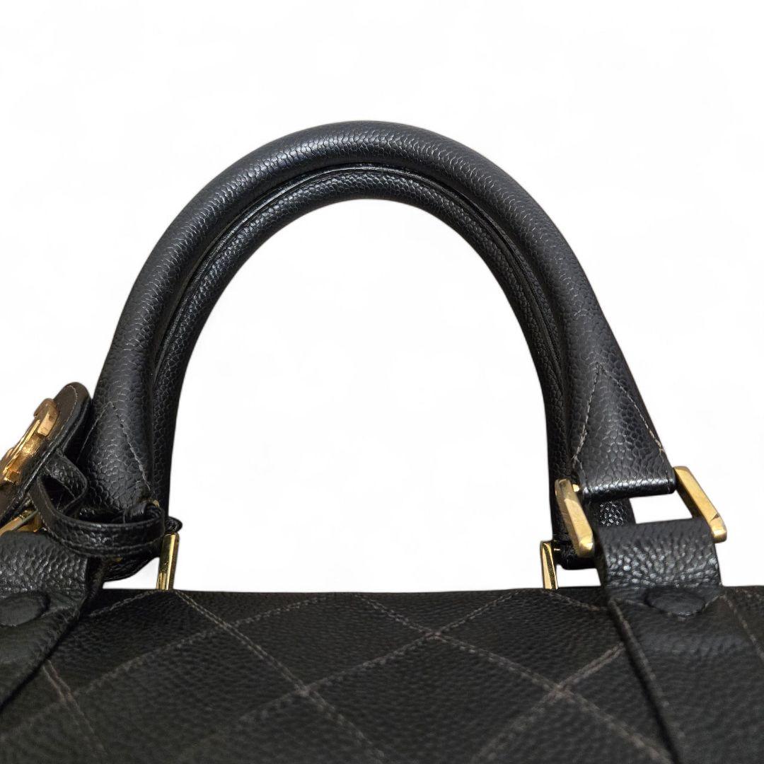 シャネル ビコローレ キャビアスキン 2way ミニ ボストンバッグ ブラック