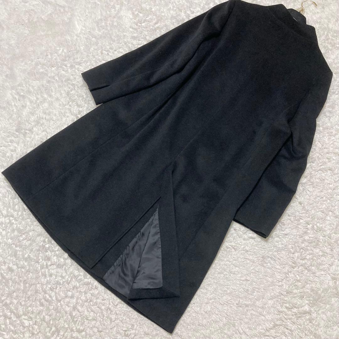 大きいサイズ42♡ 美品 23区 ウールアンゴラビーバースタンドカラーコート 黒