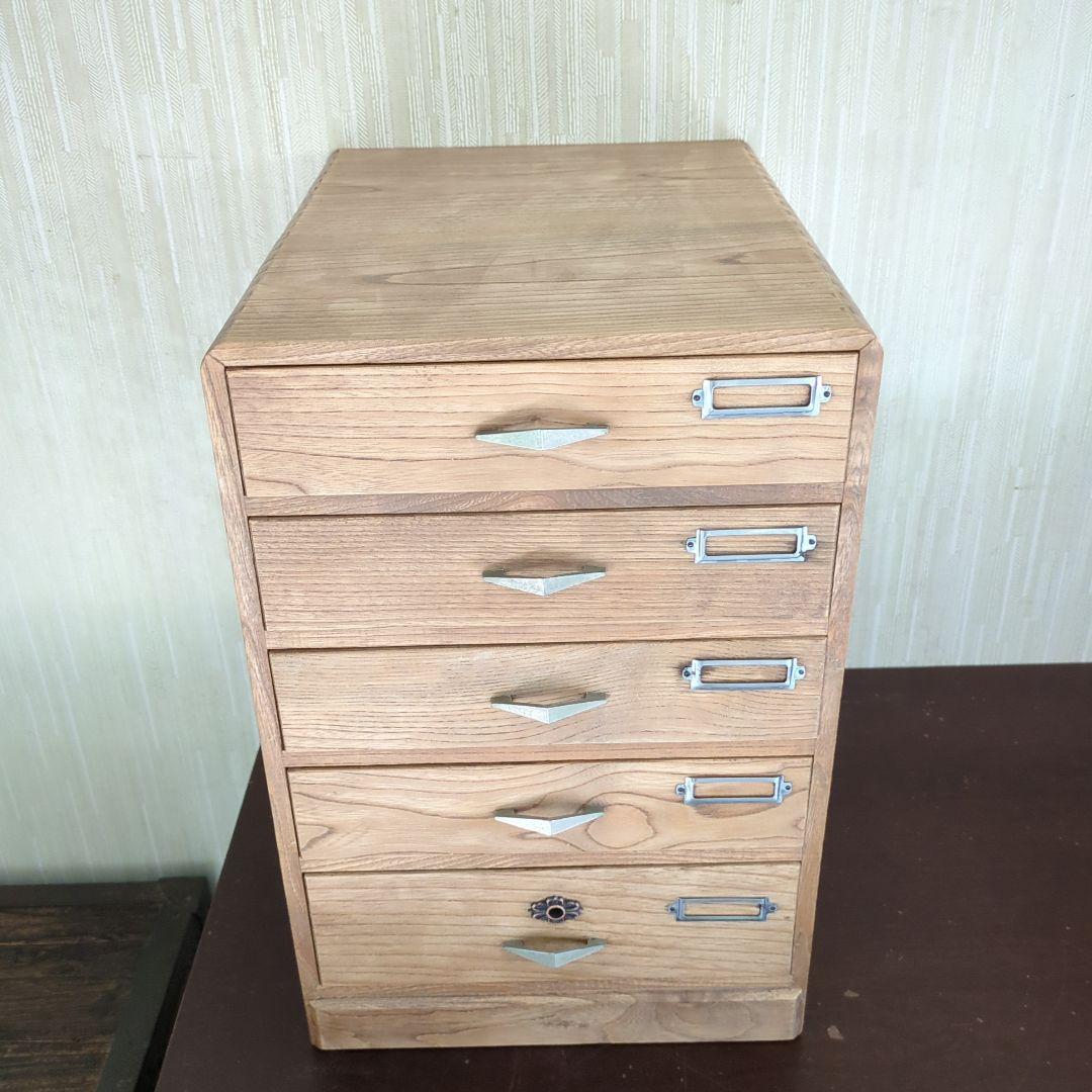 アンティーク木製5段引き出し