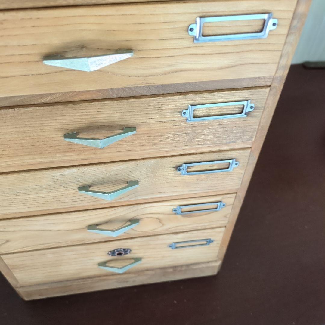 アンティーク木製5段引き出し