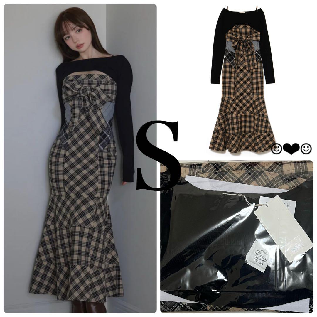andmary♡juni check dress♡beige♡S