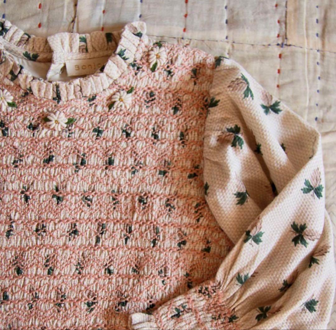 ワンピース bonjour diary HANDSMOCK BLOUSE 8y
