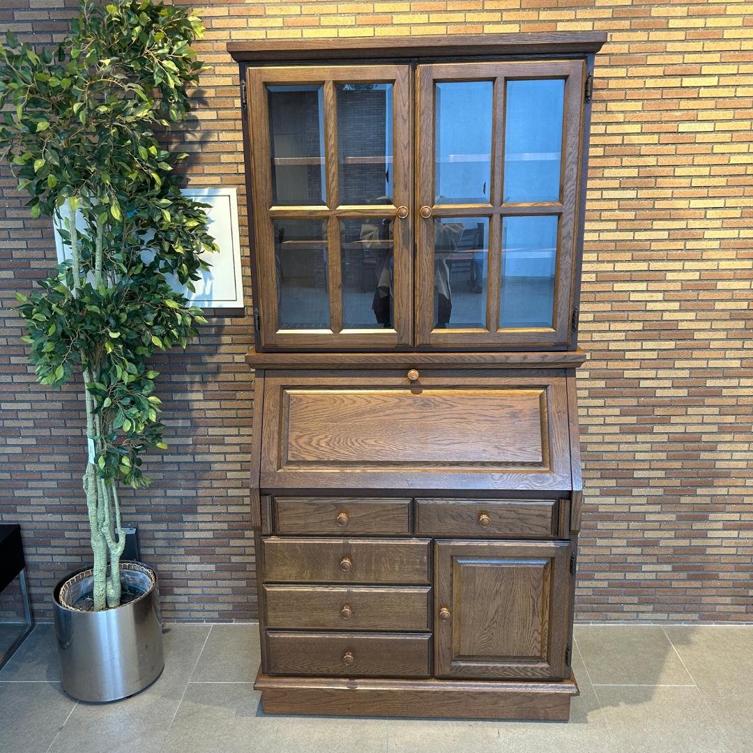 ♥ライティングビューロー　上棚付き　民芸家具　オーク