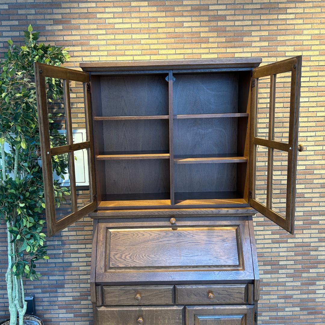 ♥ライティングビューロー　上棚付き　民芸家具　オーク