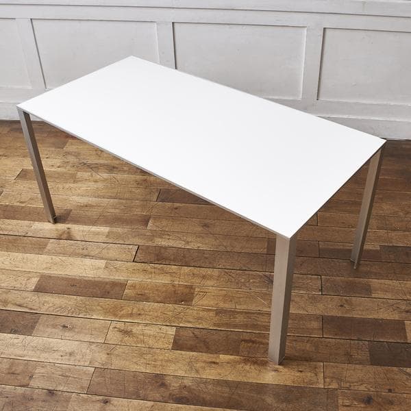 無印 アルミ脚 ダイニングテーブル メラニン塗装　ホワイト（木）