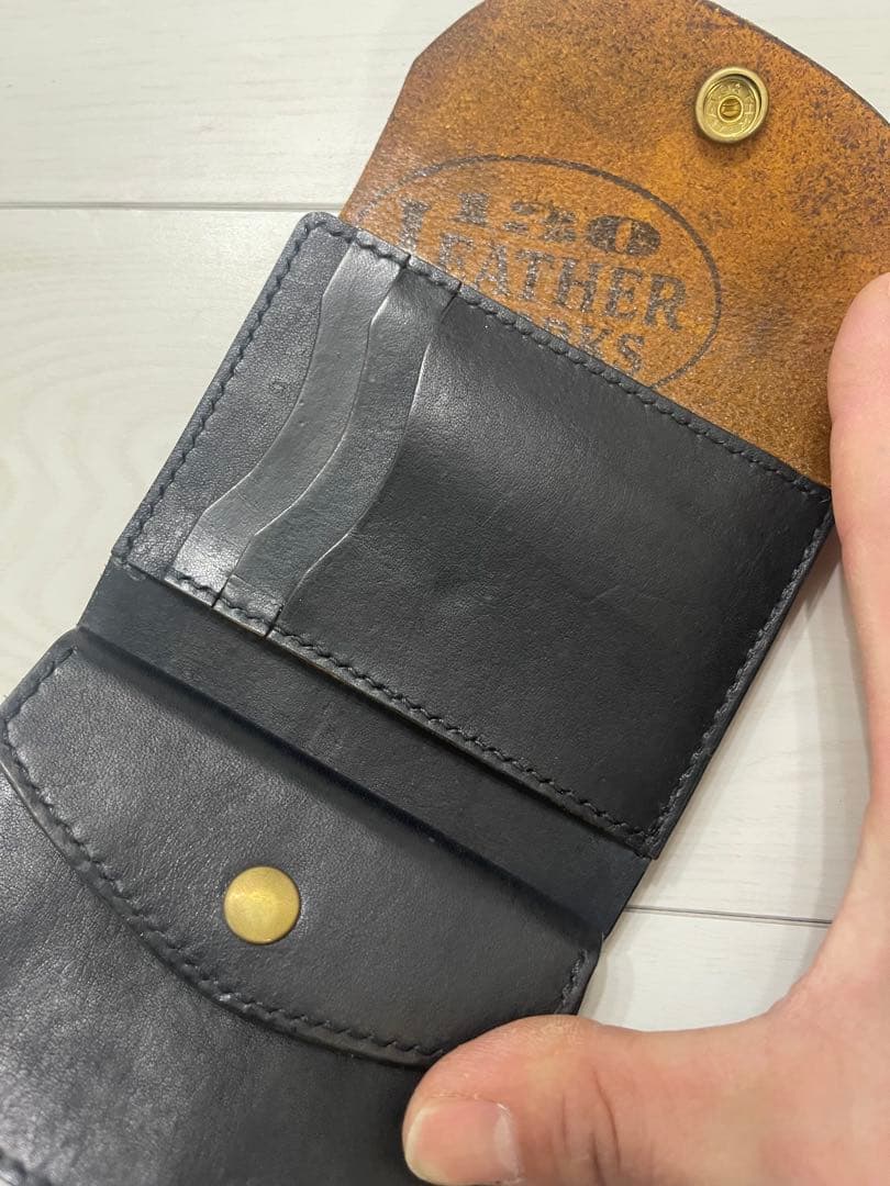 昭南皮革レザー　茶芯　 三つ折りウォレット財布