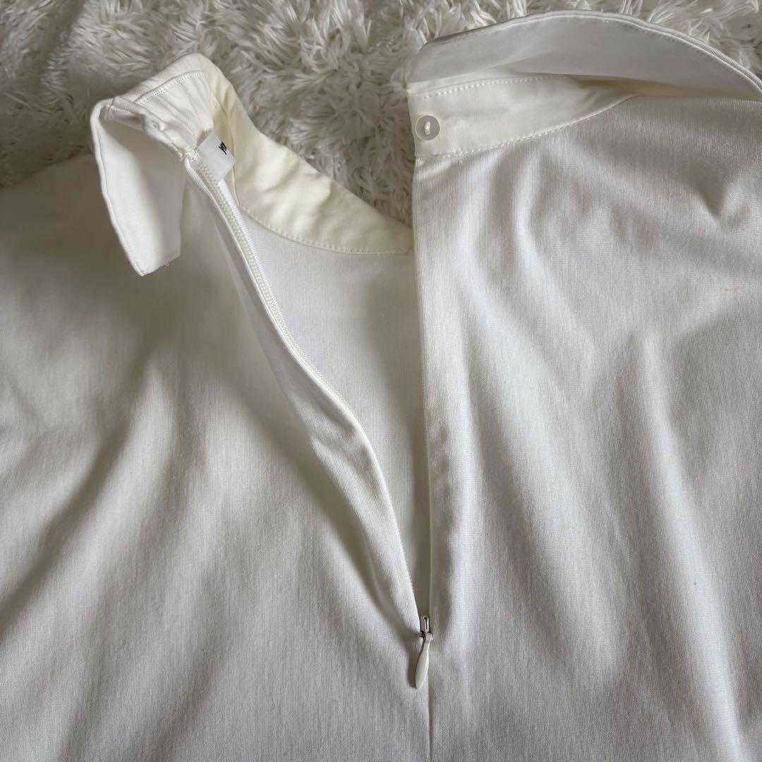 美品　yori ホワイト 襟 カットソー ドロップショルダー