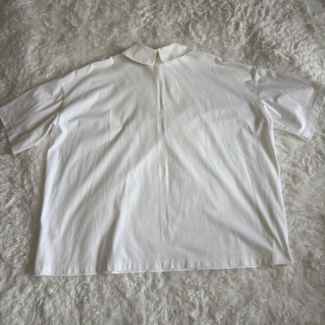 美品　yori ホワイト 襟 カットソー ドロップショルダー