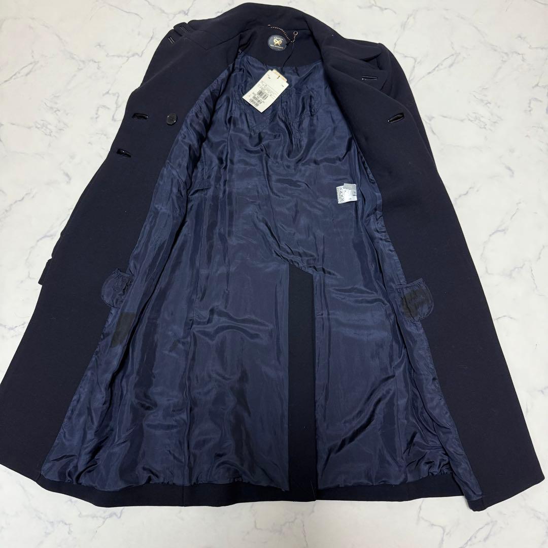 未使用タグ付き　ANYA HINDMARCH カウレザー　ロングコート　ネイビー