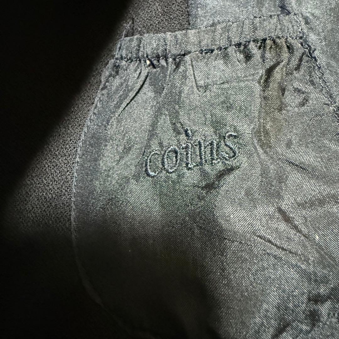 未使用タグ付き　ANYA HINDMARCH カウレザー　ロングコート　ネイビー