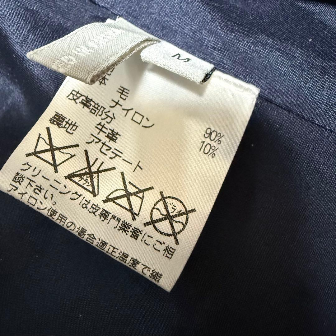 未使用タグ付き　ANYA HINDMARCH カウレザー　ロングコート　ネイビー