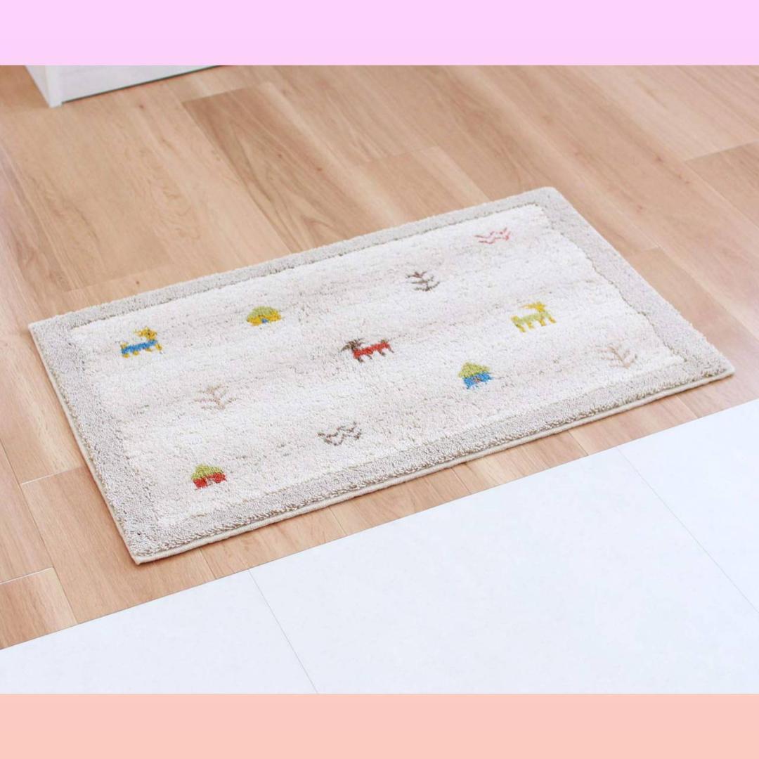 ◎玄関マット ベージュ 洗える　北欧　ヨーロッパ