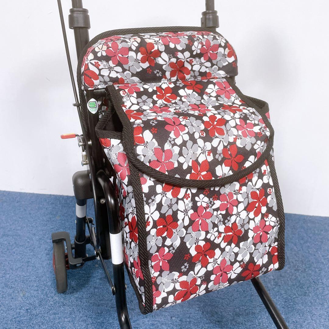 【美品】島製作所 シルバーカー モート 軽量3.7kg 花柄 座面付 説明書付