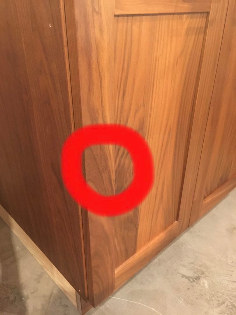 ウォールナットの洗面台/タイル天板・左壁付け仕様