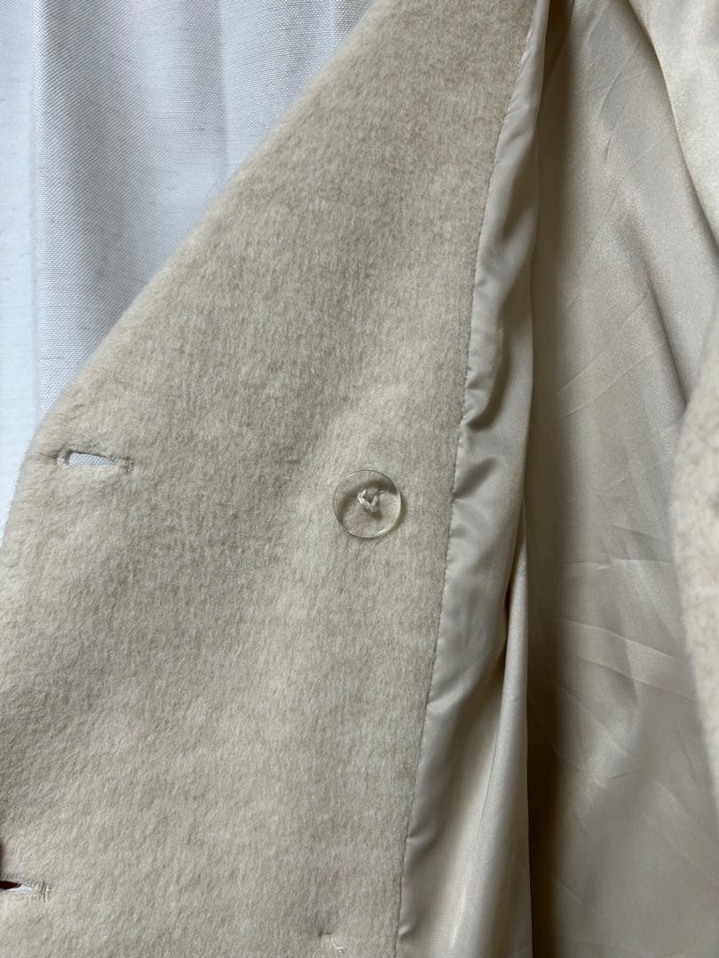 Rii×Olu. ノーカラーシャギーロングコート アイボリー