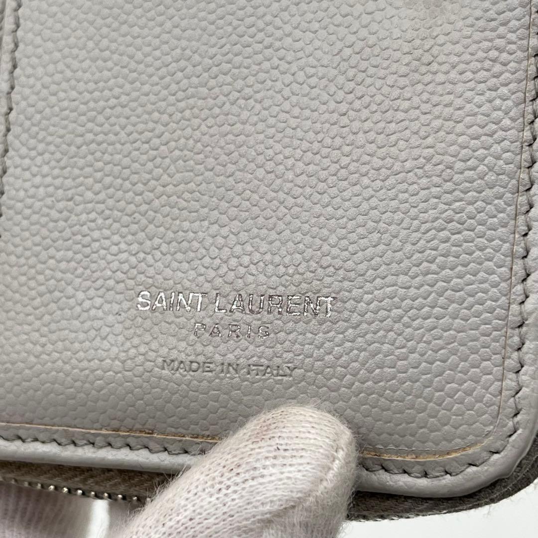 サンローラン 二つ折り財布 カサンドラ Vステッチ キャビアスキン 保存袋付き