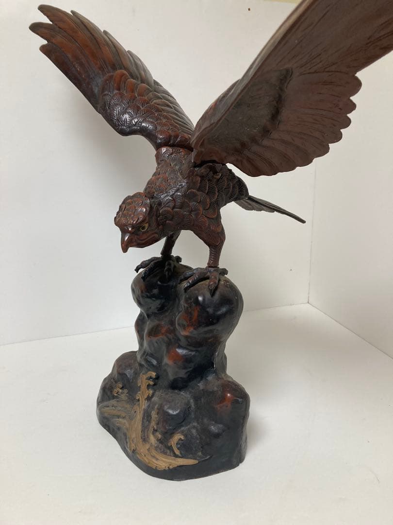 ブロンズ 鷲の彫刻 取り外し可能な翼