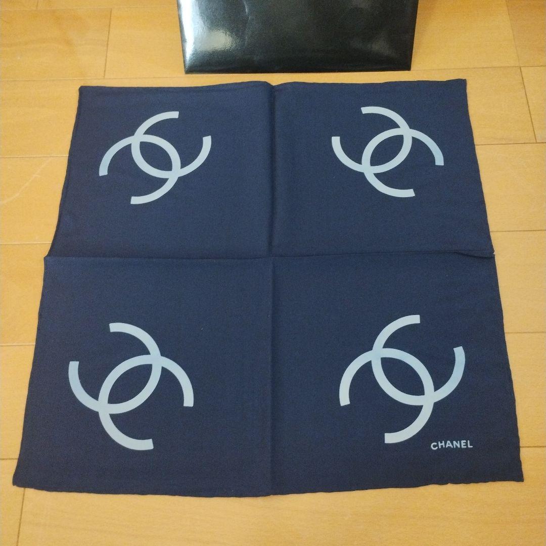 CHANEL シャネル シルク ミニスカーフ2枚ネイビーココマーク 水玉 正方形