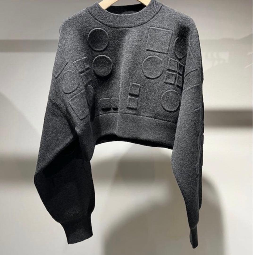 トップス ENFOLD O EMBOSS CROPPED PULLOVER