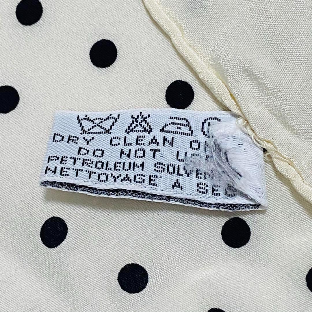 ☆CHANEL☆ ミニスカーフ ドット シルク オフホワイト ブラック.