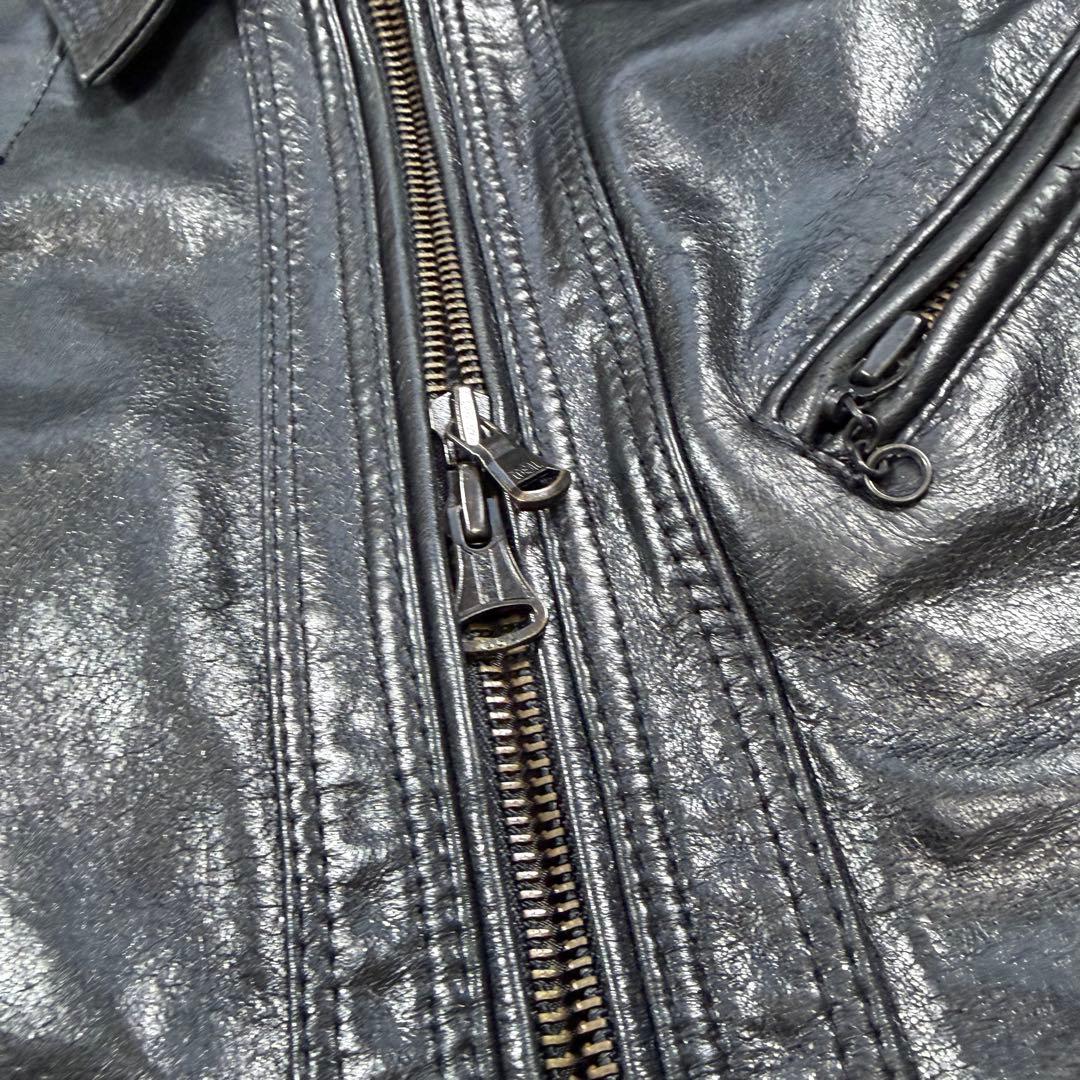 キャサリンハムネットロンドン 牛革 カウレザー シングルライダースジャケット M