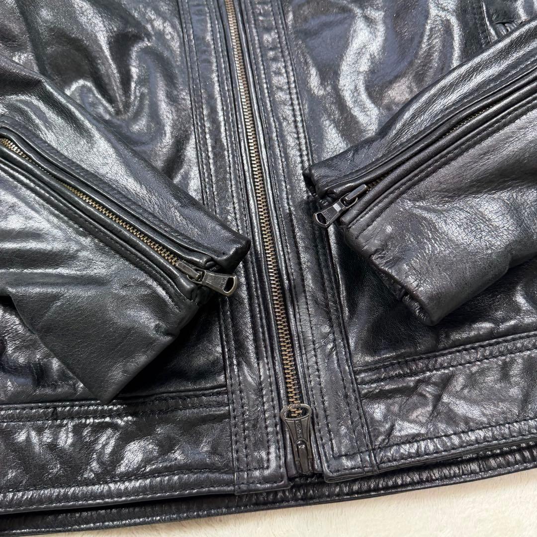 キャサリンハムネットロンドン 牛革 カウレザー シングルライダースジャケット M